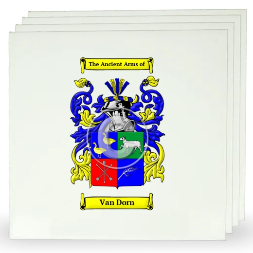 Van Dorn Set of Four Large Tiles with Coat of Arms